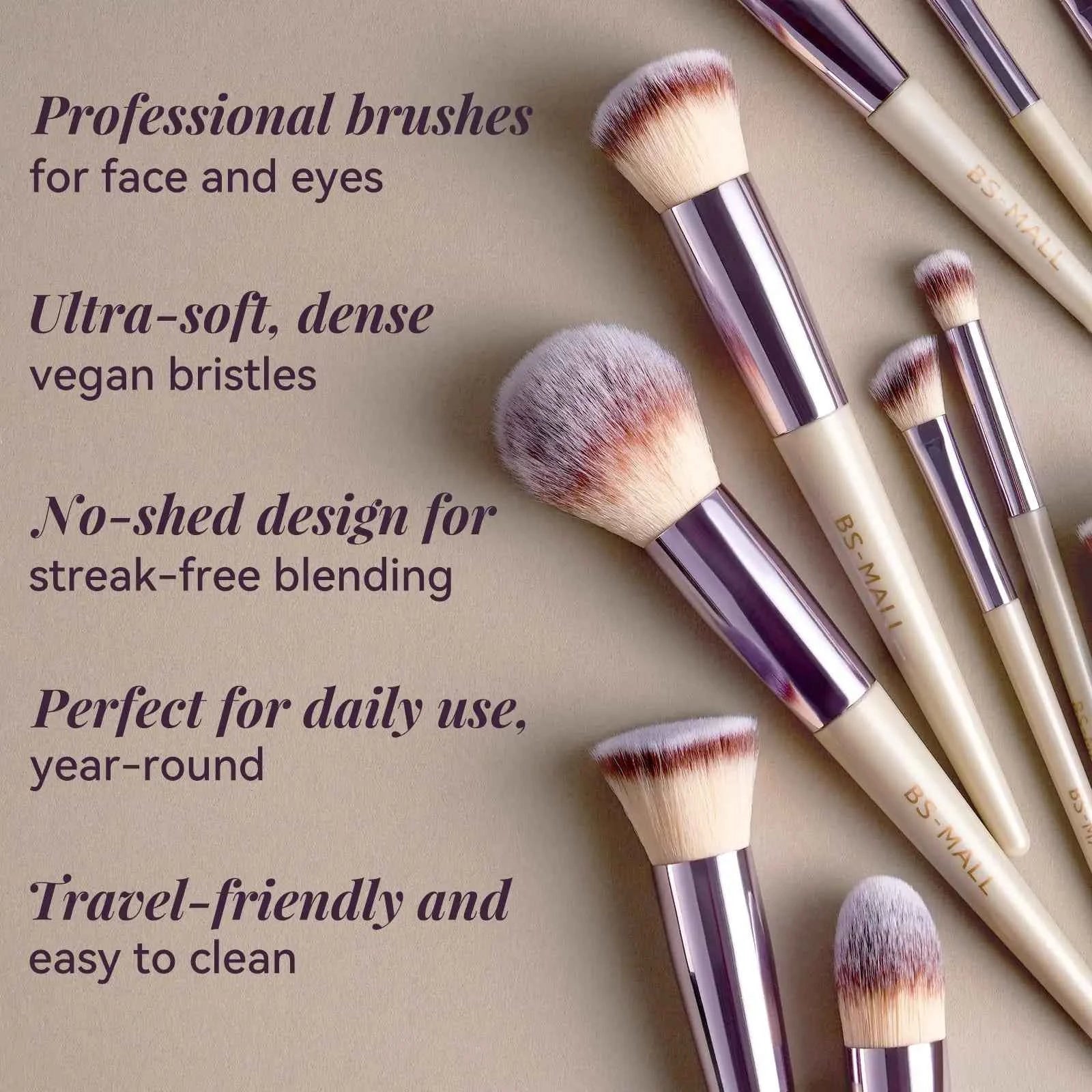 18 Pcs Synthetic Makeup Brushes Set, Labeled for Foundation Eyeshadow Blush, with Storage Case for Daily Use