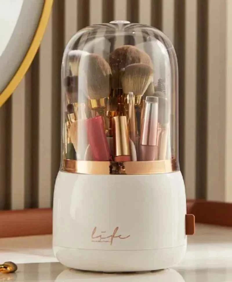 360 Rotating Clear Makeup Organizer Box Cosmetic Brush Holder Lipstick Storage Dustproof Beauty Organizer Case