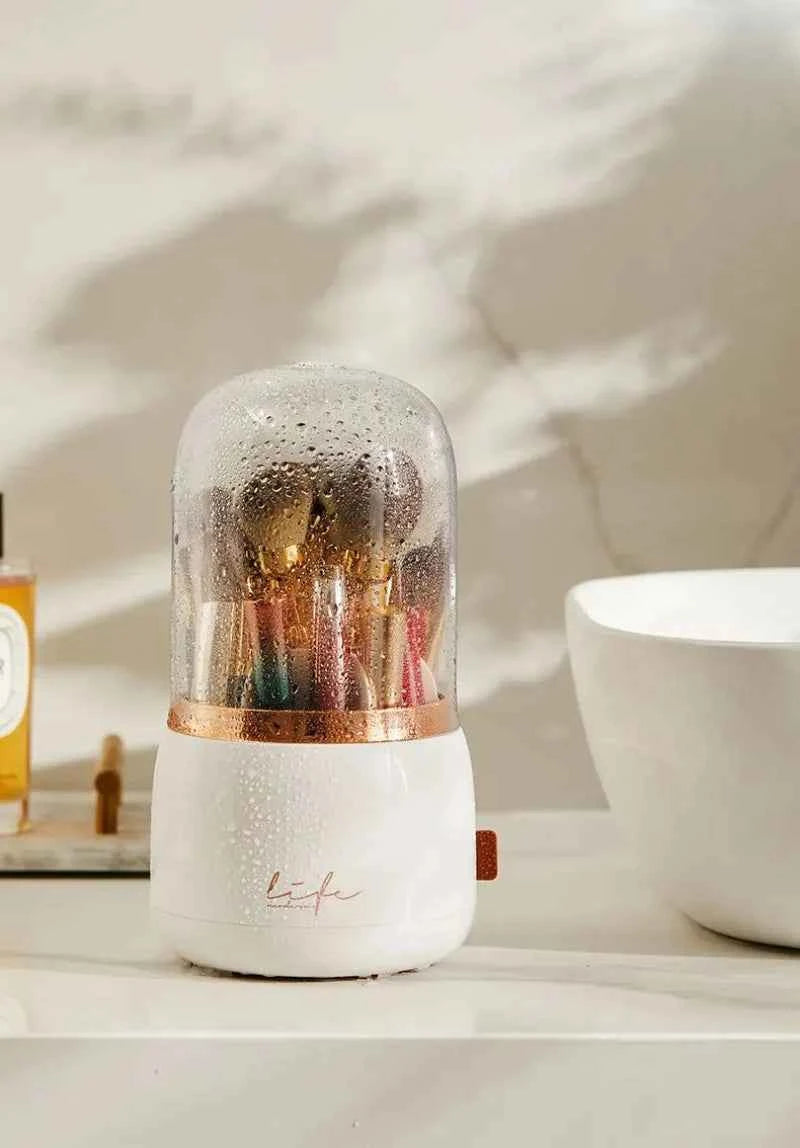 360 Rotating Clear Makeup Organizer Box Cosmetic Brush Holder Lipstick Storage Dustproof Beauty Organizer Case