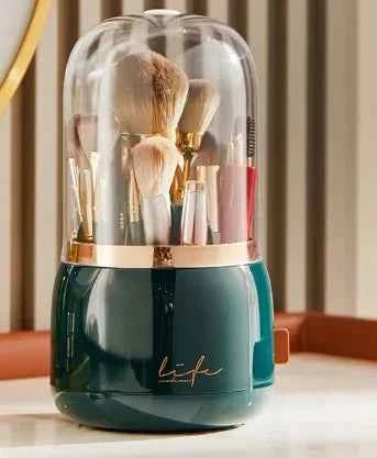 360 Rotating Clear Makeup Organizer Box Cosmetic Brush Holder Lipstick Storage Dustproof Beauty Organizer Case